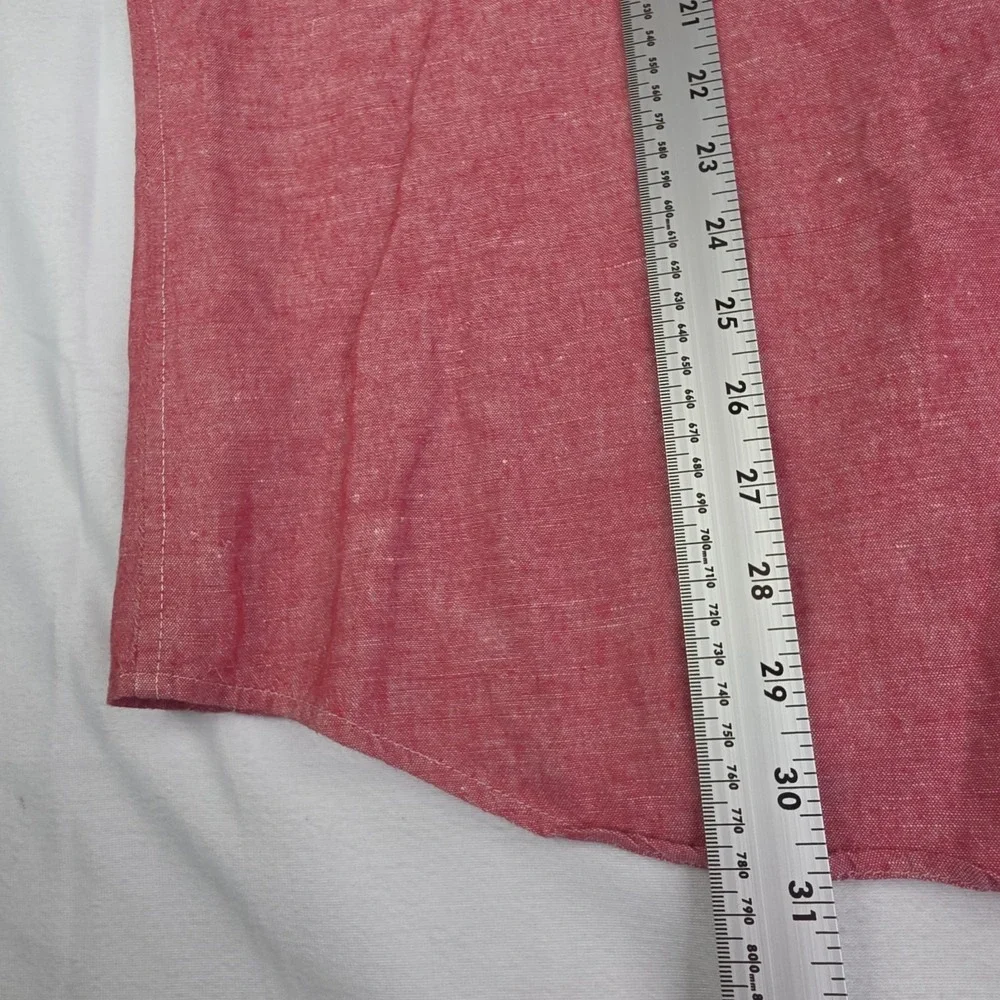 Banana Republic Linen Shirt Mens XL Pink Short Sleeve Button Up Beach Cotton